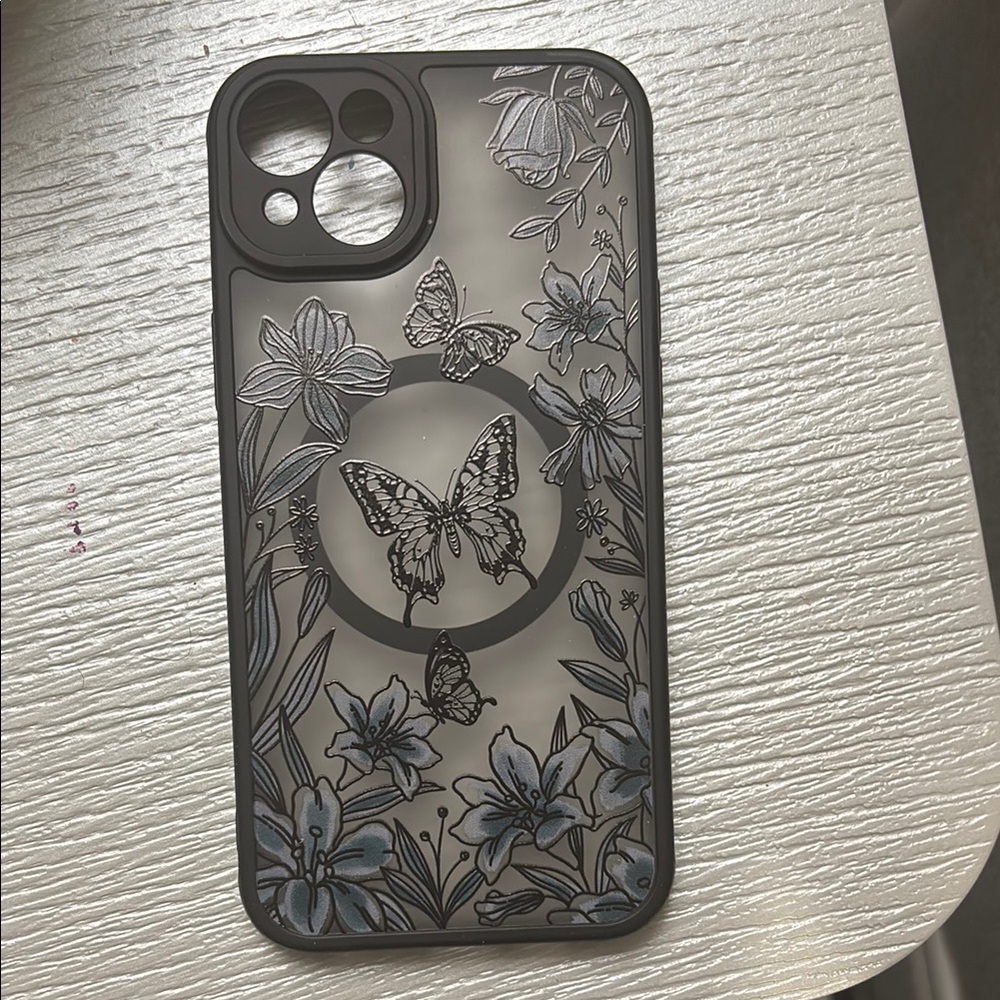 Floral Butterfly Phone Case - Black